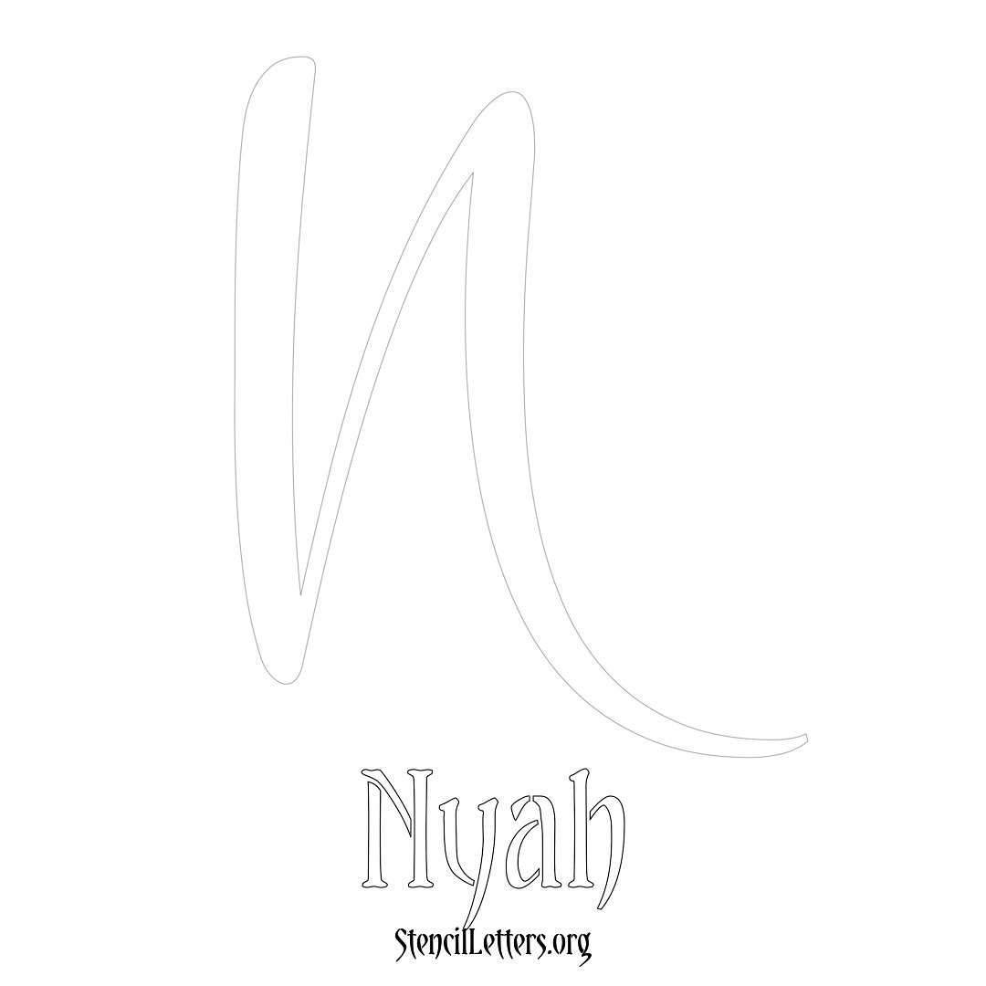 Nyah printable name initial stencil in Vintage Brush Lettering