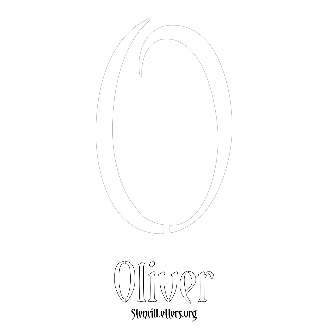 Oliver printable name initial stencil in Vintage Brush Lettering