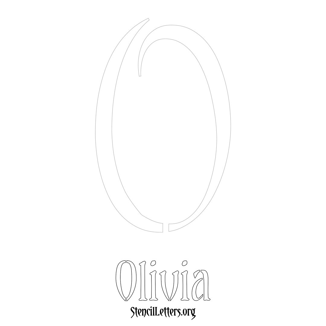Olivia printable name initial stencil in Vintage Brush Lettering