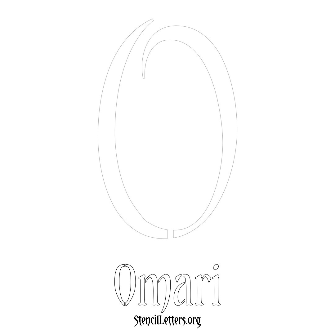 Omari printable name initial stencil in Vintage Brush Lettering