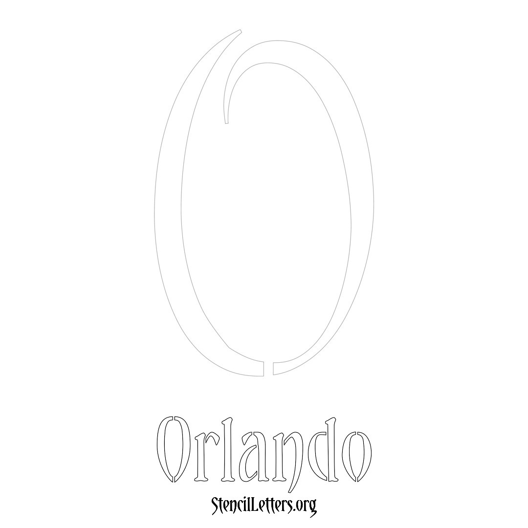 Orlando printable name initial stencil in Vintage Brush Lettering