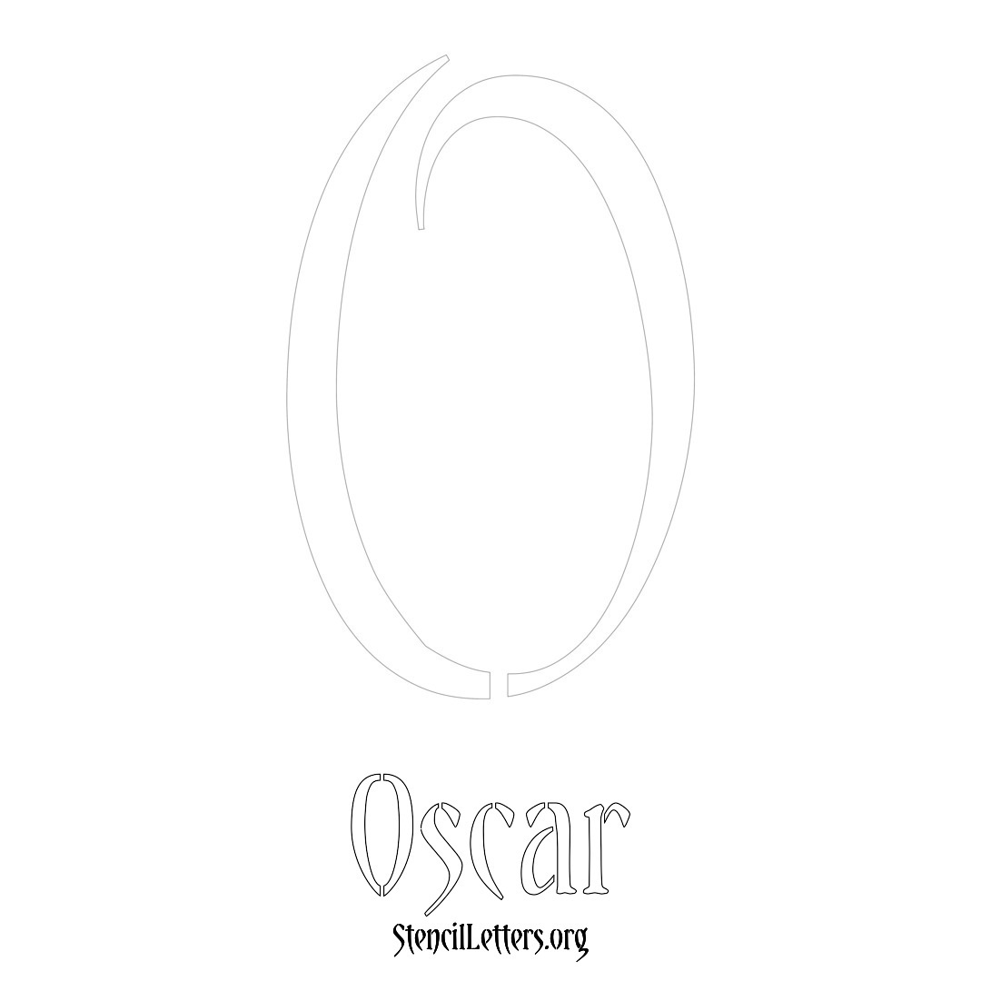 Oscar printable name initial stencil in Vintage Brush Lettering