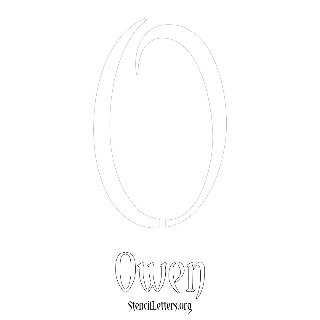 Owen printable name initial stencil in Vintage Brush Lettering