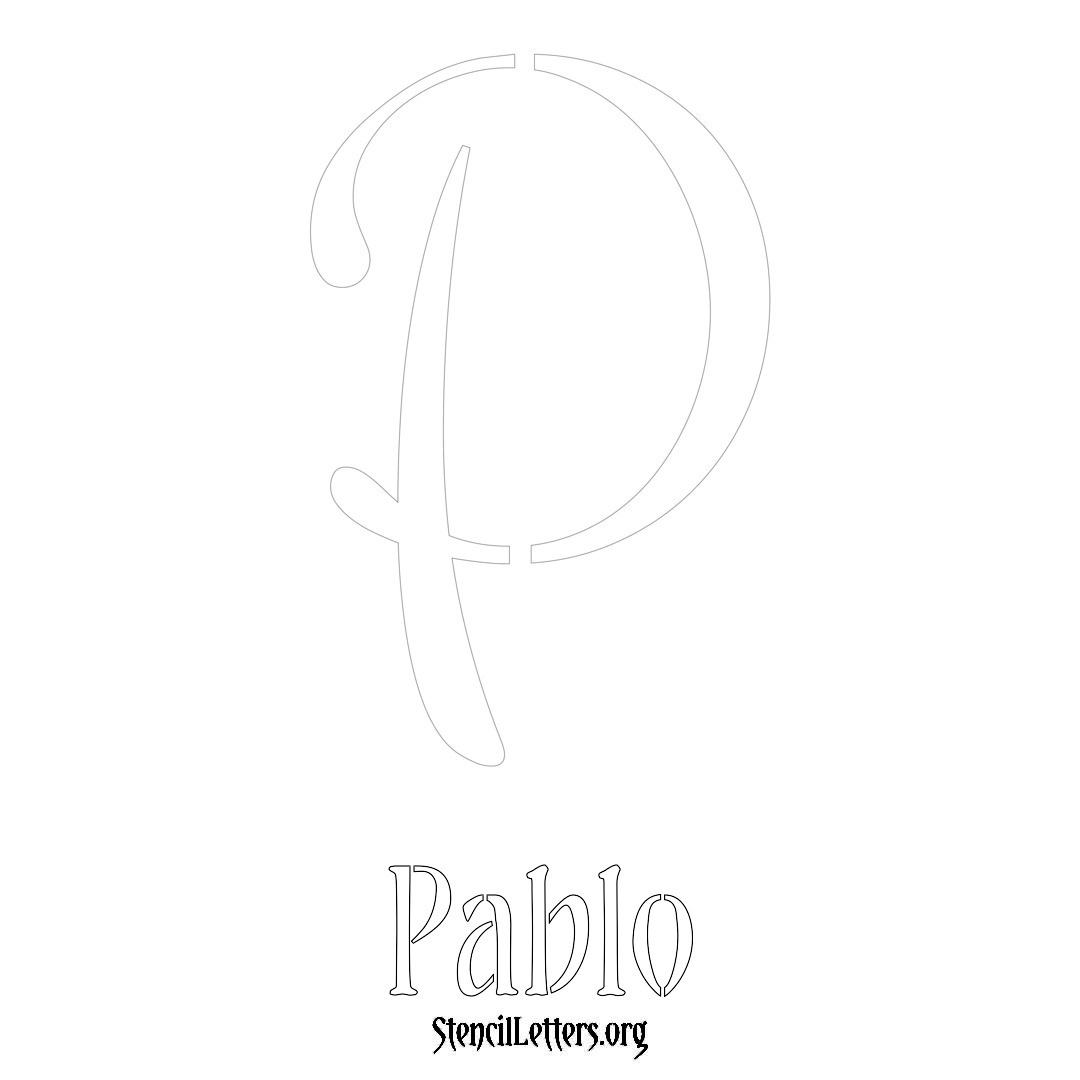 Pablo printable name initial stencil in Vintage Brush Lettering