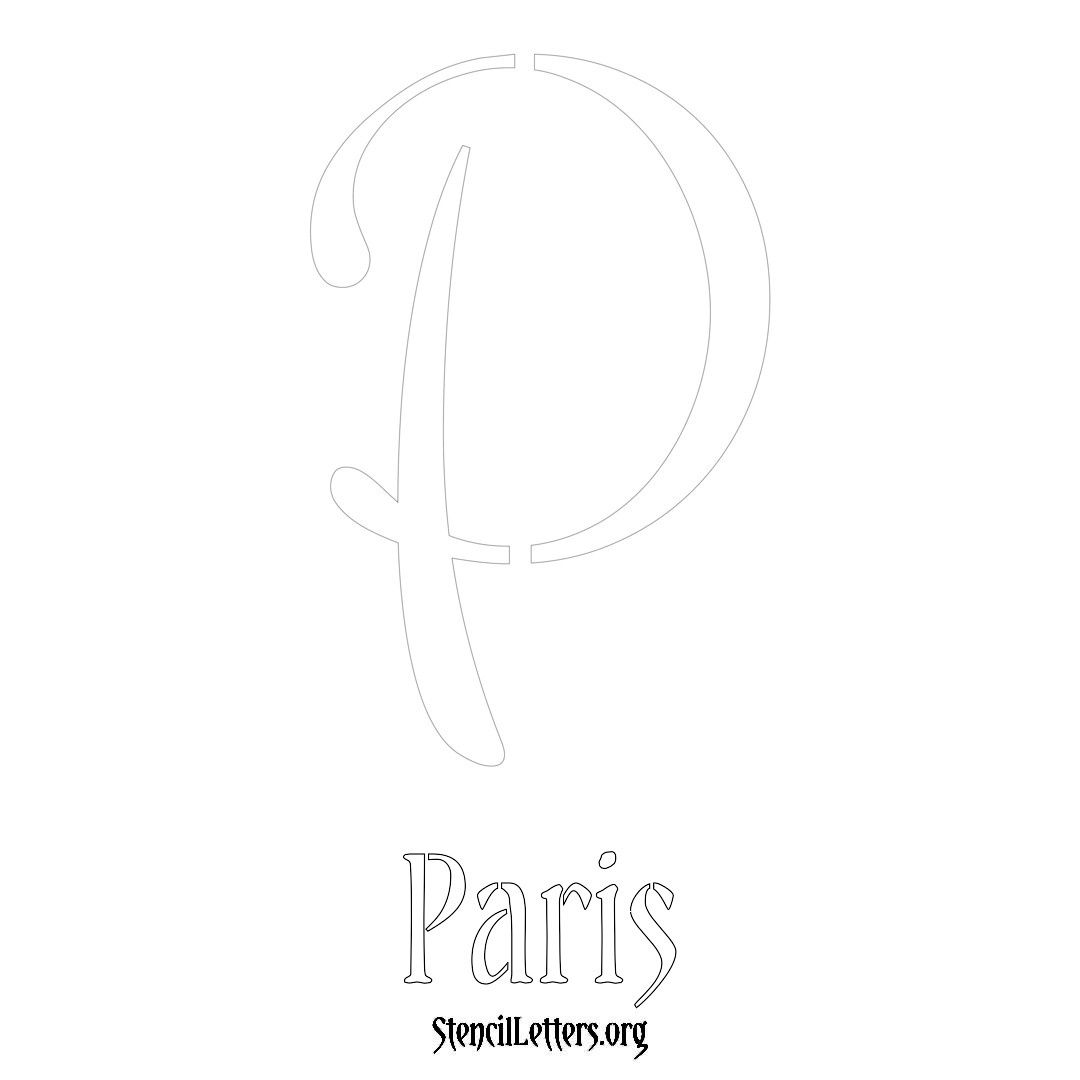 Paris printable name initial stencil in Vintage Brush Lettering