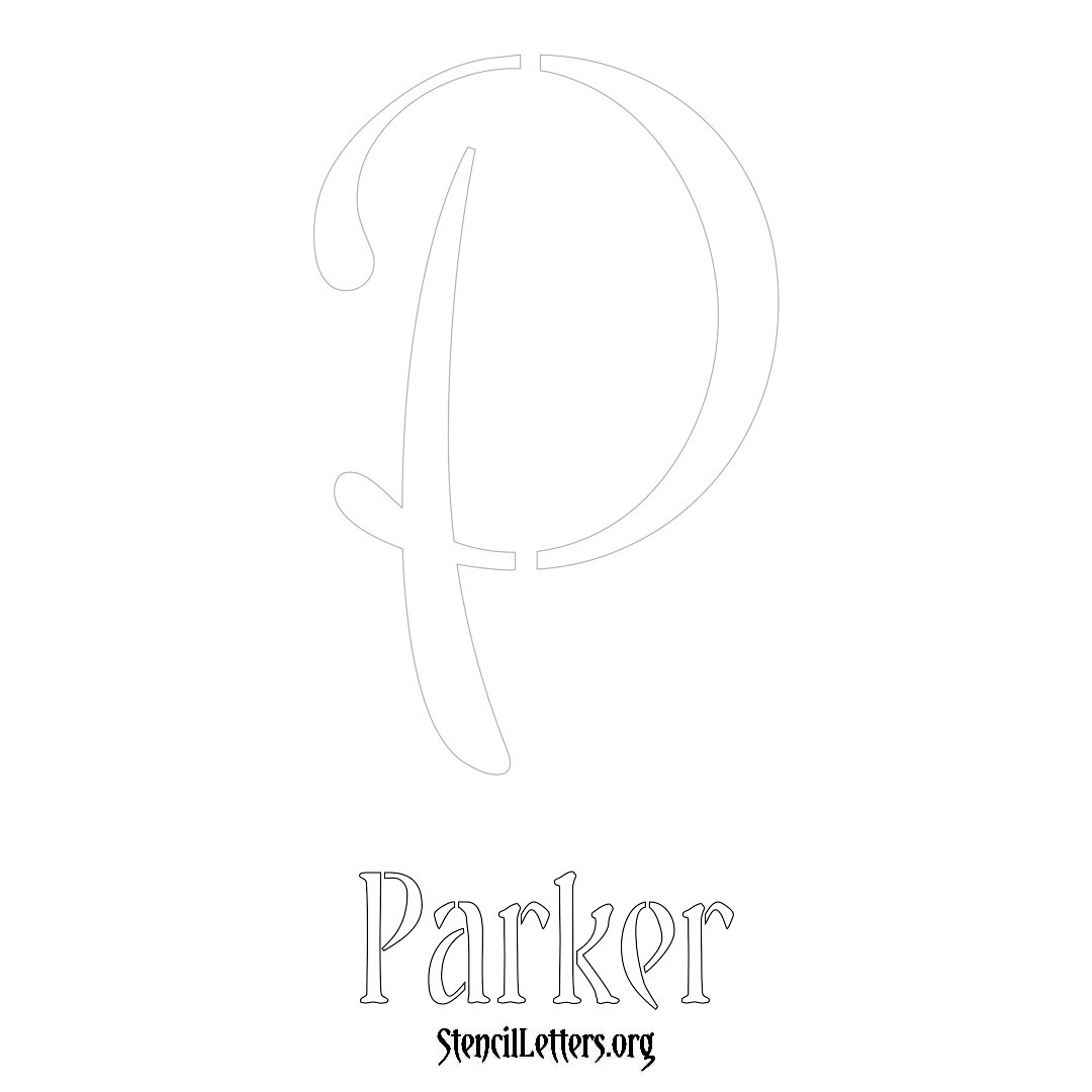 Parker printable name initial stencil in Vintage Brush Lettering