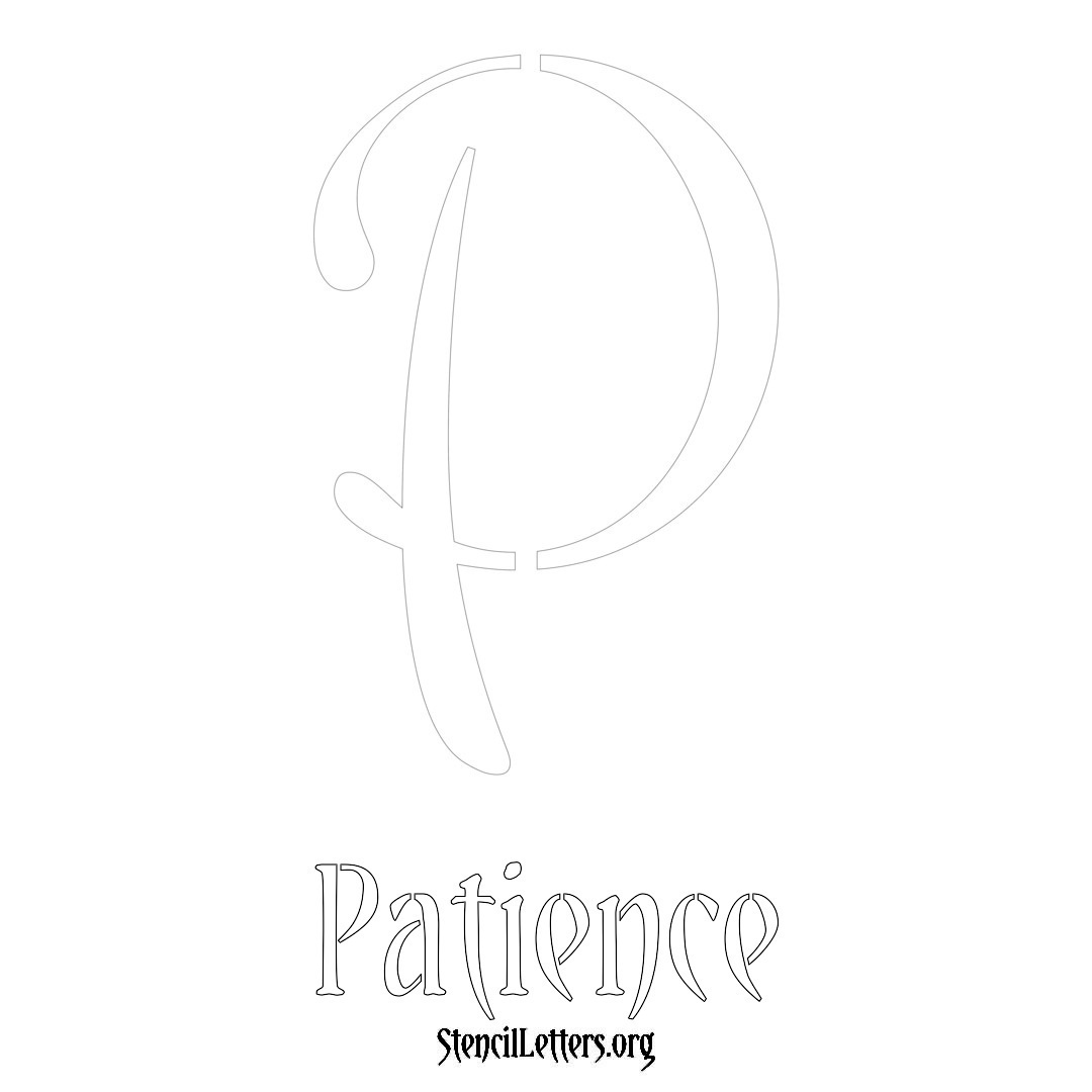Patience printable name initial stencil in Vintage Brush Lettering