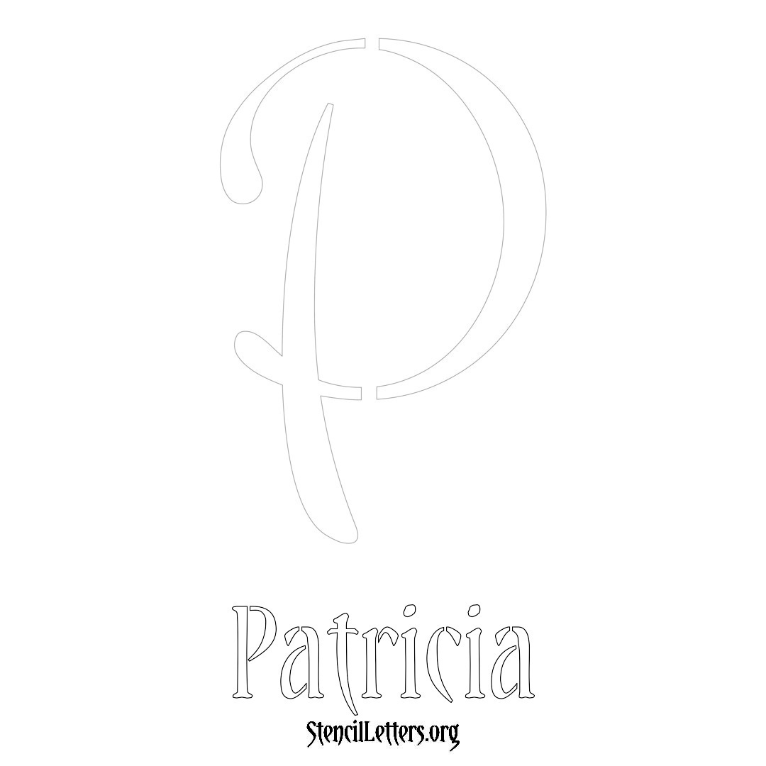 Patricia printable name initial stencil in Vintage Brush Lettering