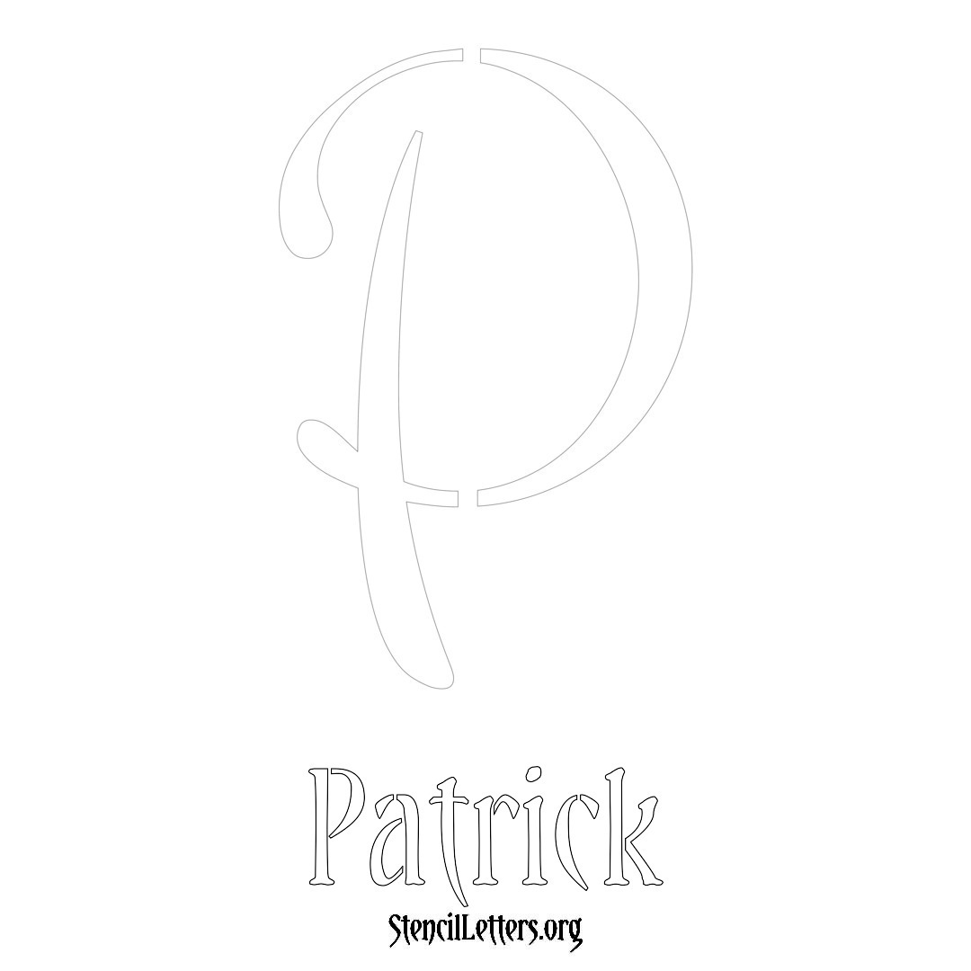 Patrick printable name initial stencil in Vintage Brush Lettering