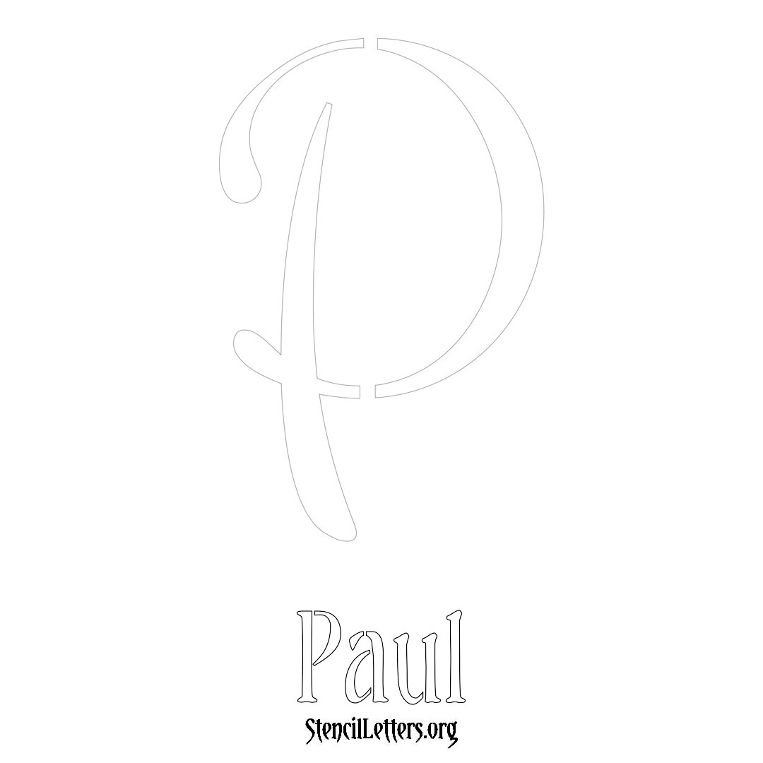 Paul printable name initial stencil in Vintage Brush Lettering