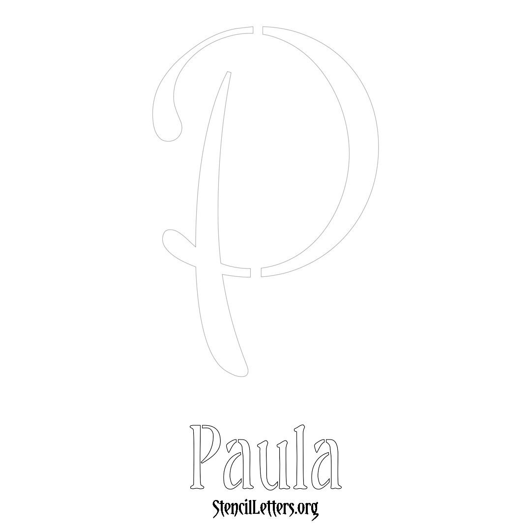 Paula printable name initial stencil in Vintage Brush Lettering