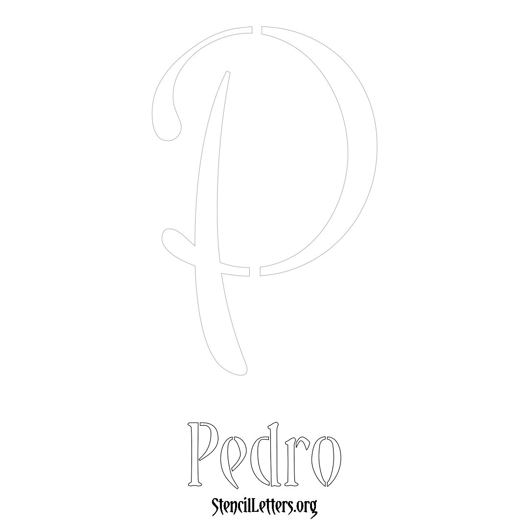 Pedro printable name initial stencil in Vintage Brush Lettering