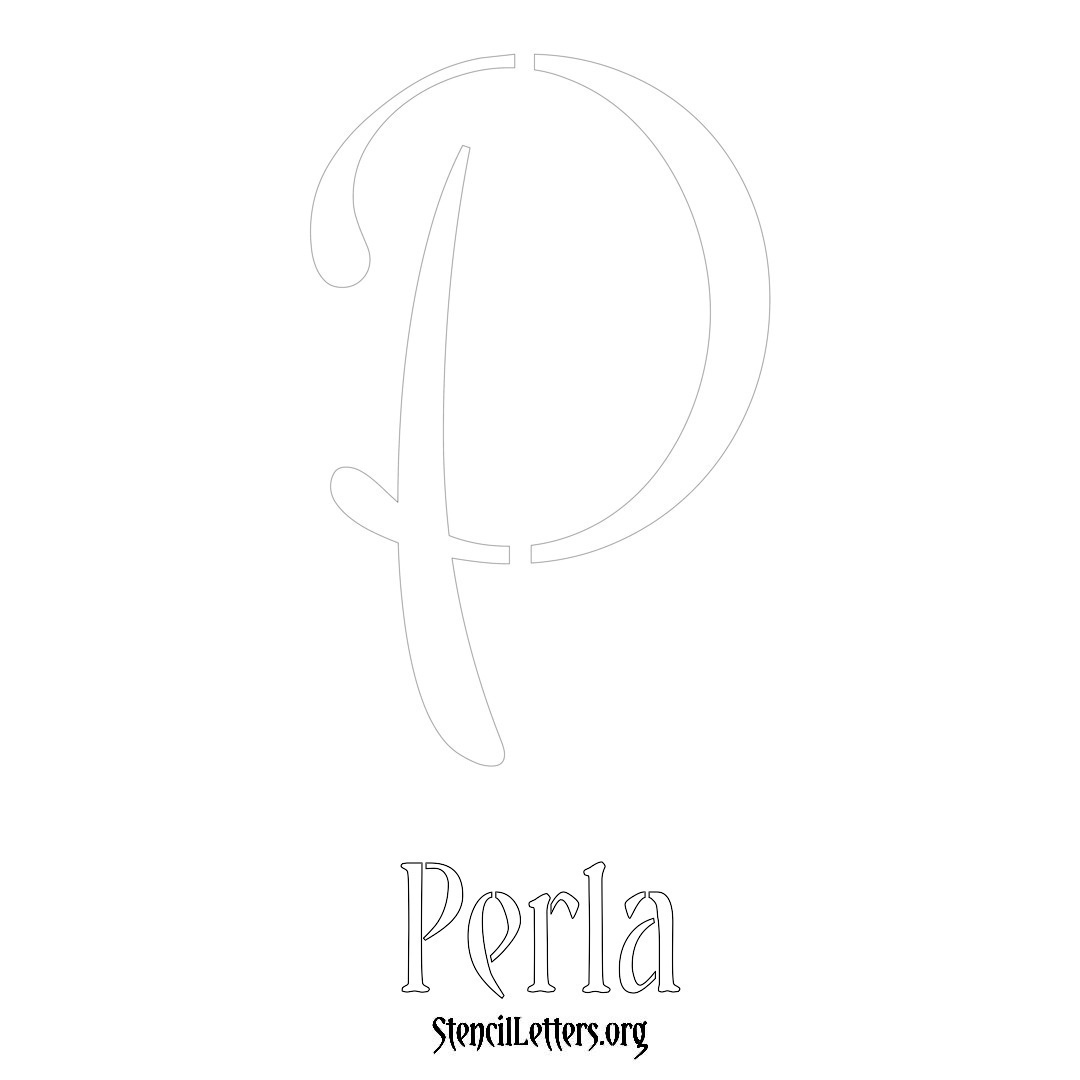 Perla printable name initial stencil in Vintage Brush Lettering