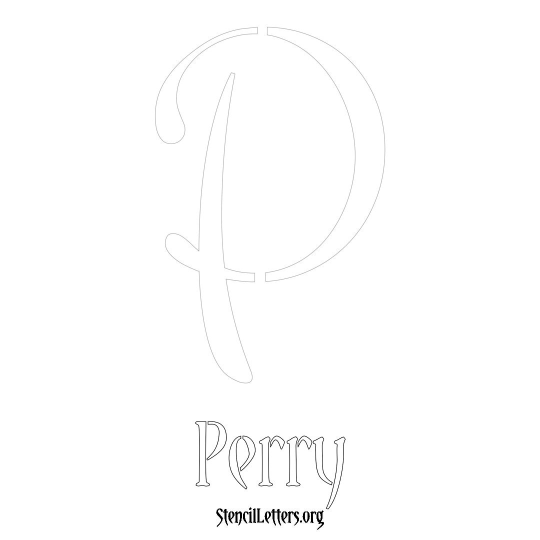 Perry printable name initial stencil in Vintage Brush Lettering