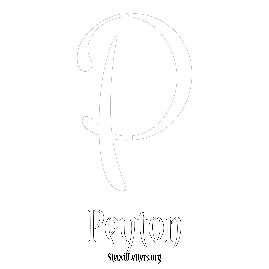 Peyton printable name initial stencil in Vintage Brush Lettering