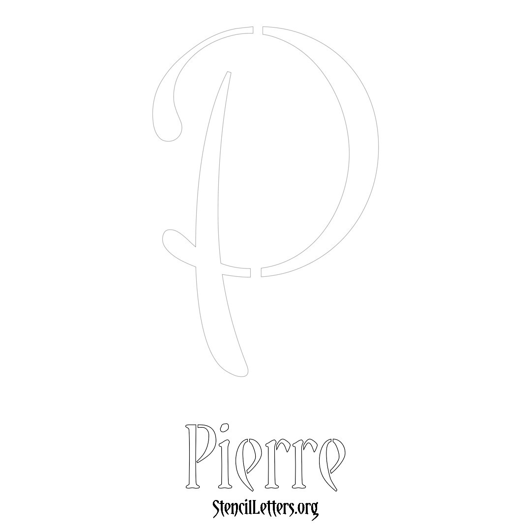 Pierre printable name initial stencil in Vintage Brush Lettering