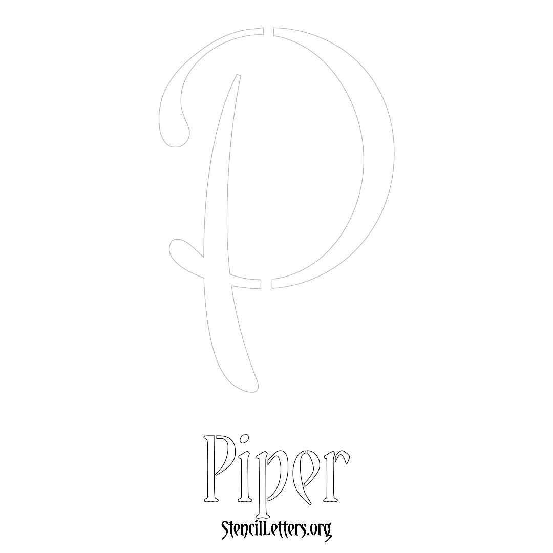 Piper printable name initial stencil in Vintage Brush Lettering