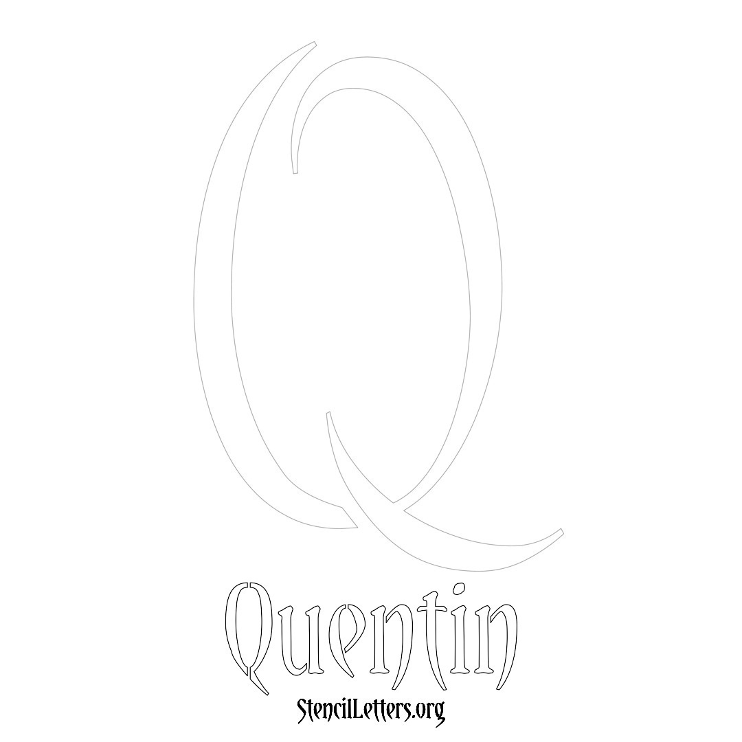 Quentin printable name initial stencil in Vintage Brush Lettering