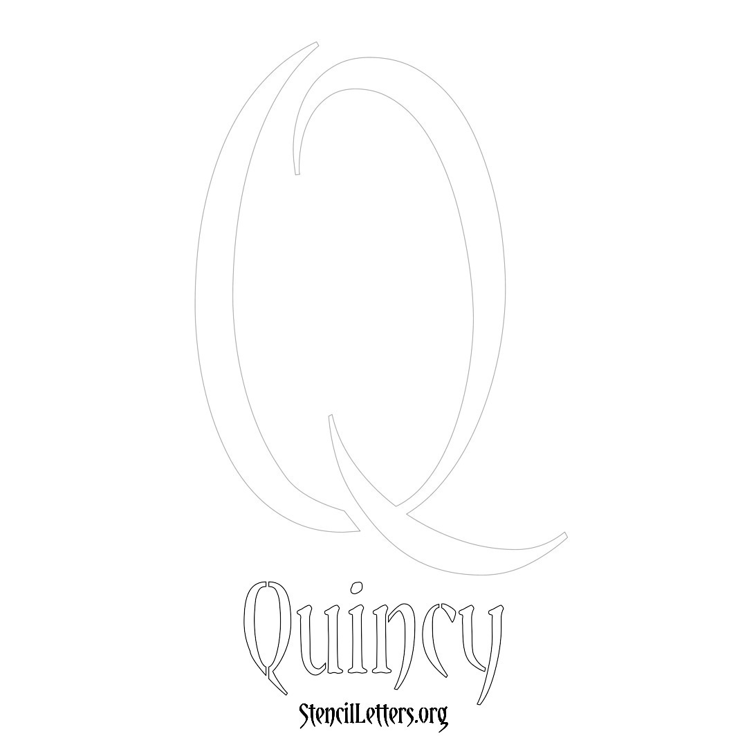 Quincy printable name initial stencil in Vintage Brush Lettering