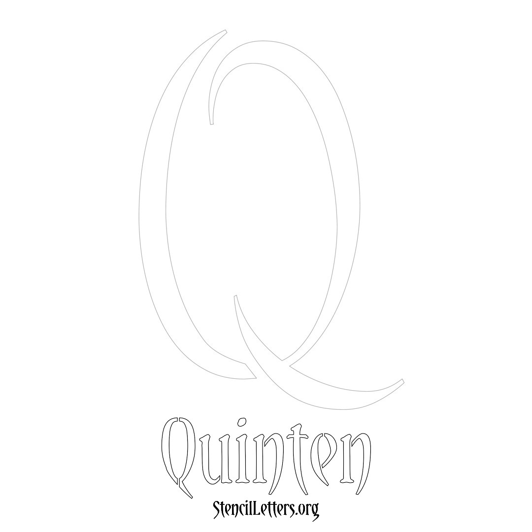Quinten printable name initial stencil in Vintage Brush Lettering