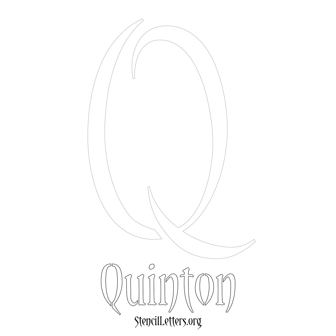 Quinton printable name initial stencil in Vintage Brush Lettering