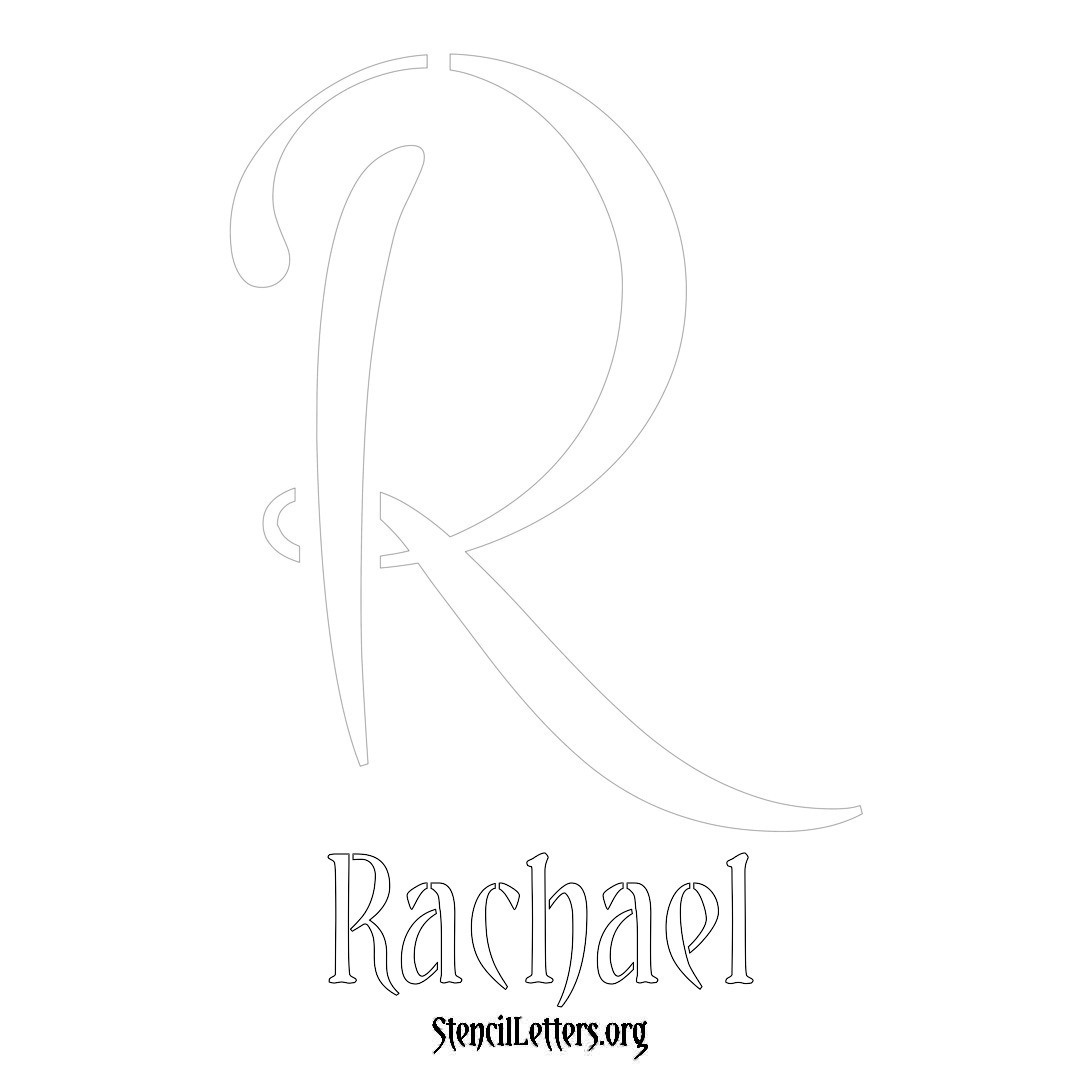 Rachael printable name initial stencil in Vintage Brush Lettering