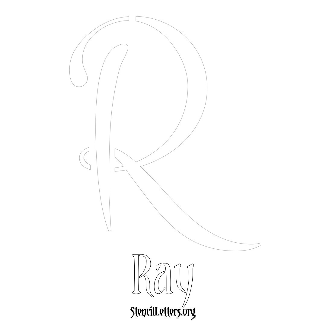 Ray printable name initial stencil in Vintage Brush Lettering