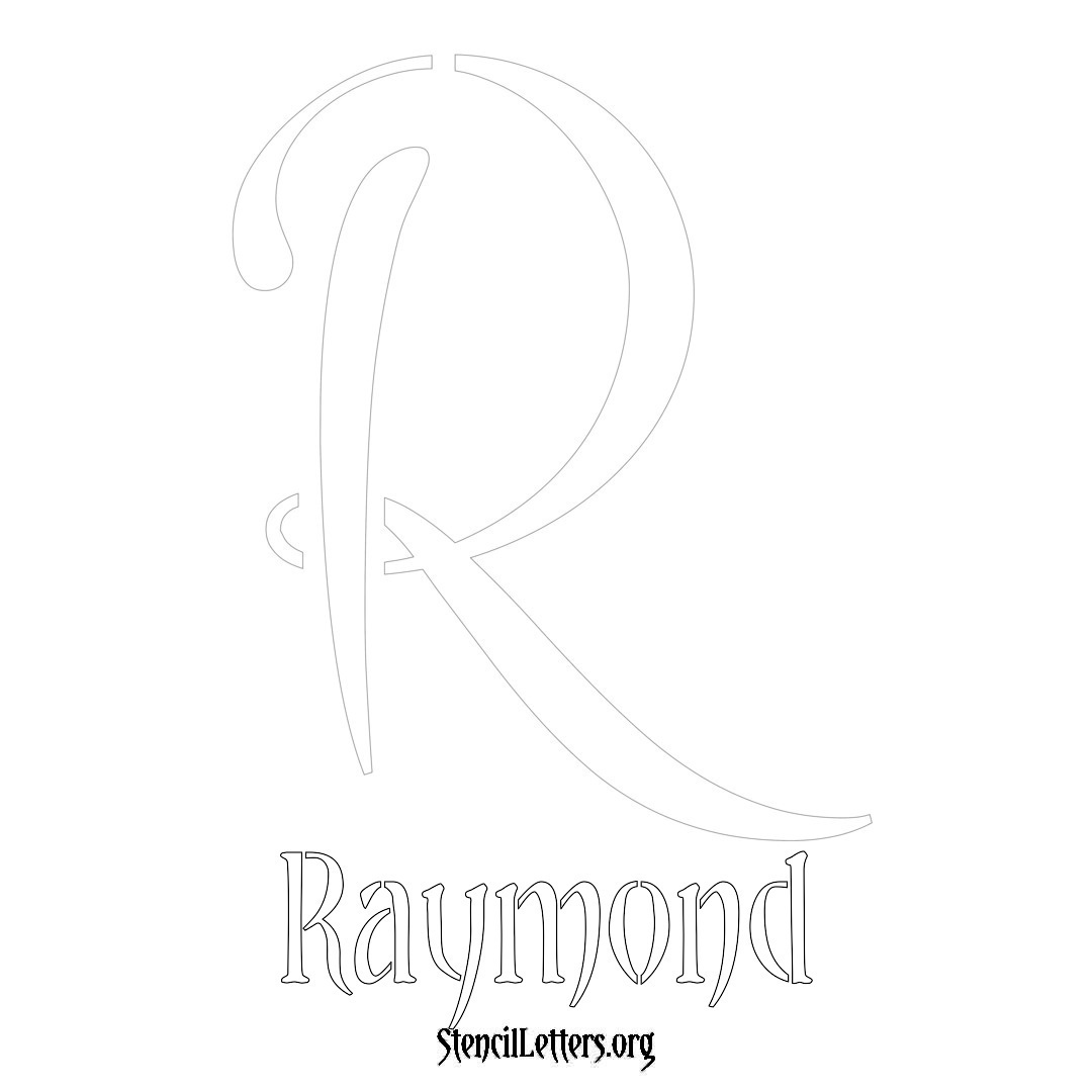 Raymond printable name initial stencil in Vintage Brush Lettering