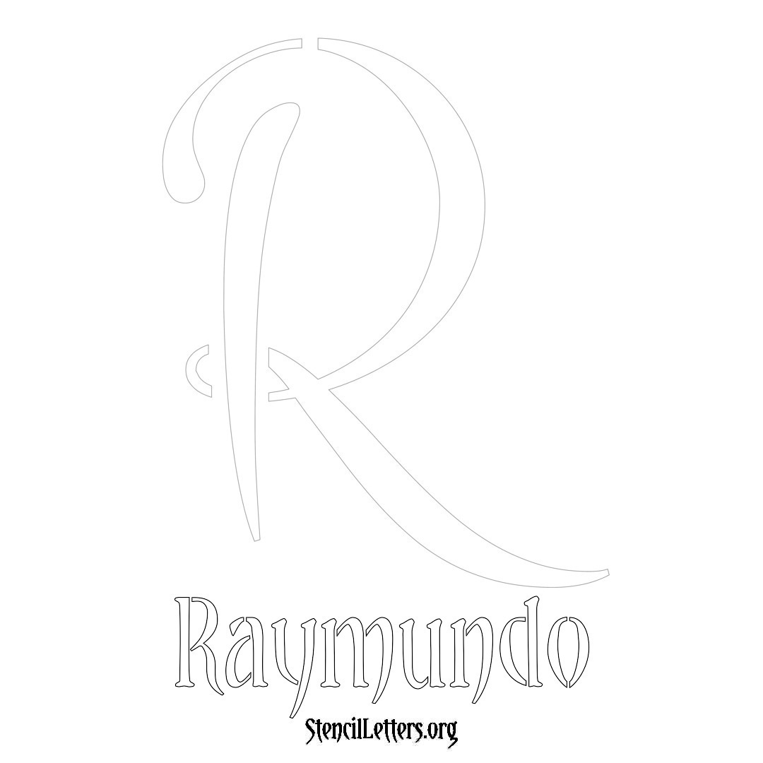 Raymundo printable name initial stencil in Vintage Brush Lettering