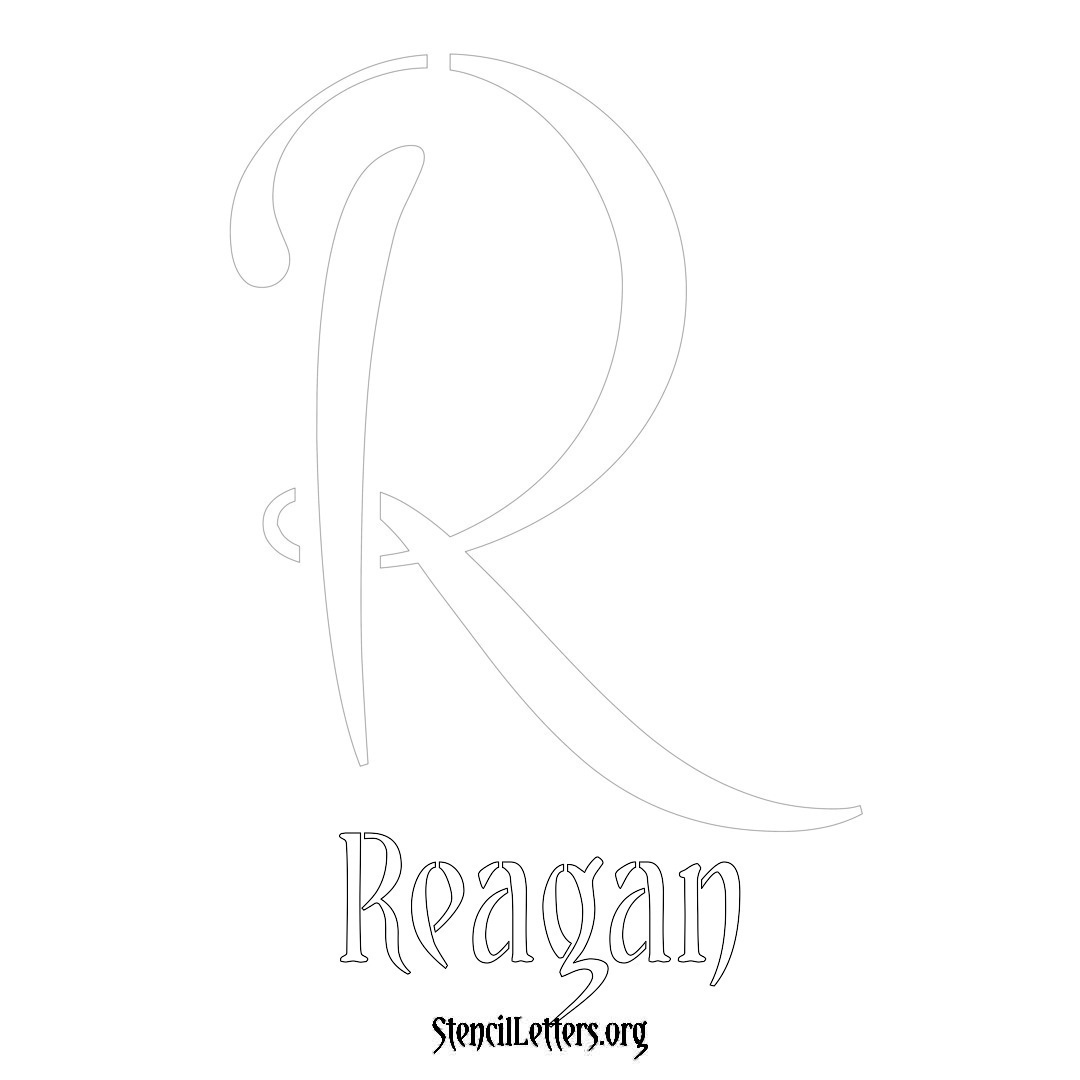 Reagan printable name initial stencil in Vintage Brush Lettering