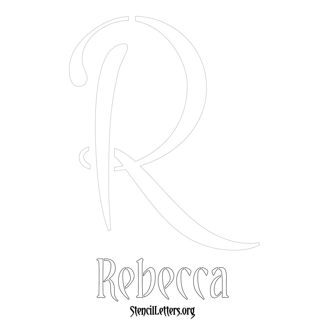 Rebecca printable name initial stencil in Vintage Brush Lettering