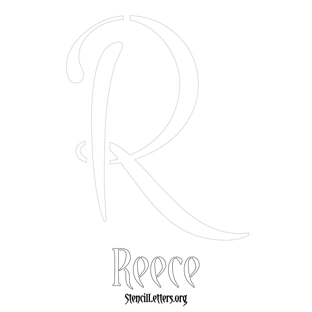 Reece printable name initial stencil in Vintage Brush Lettering