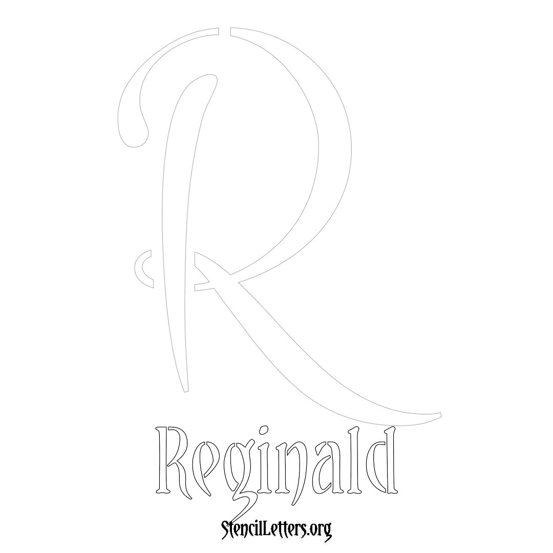 Reginald printable name initial stencil in Vintage Brush Lettering