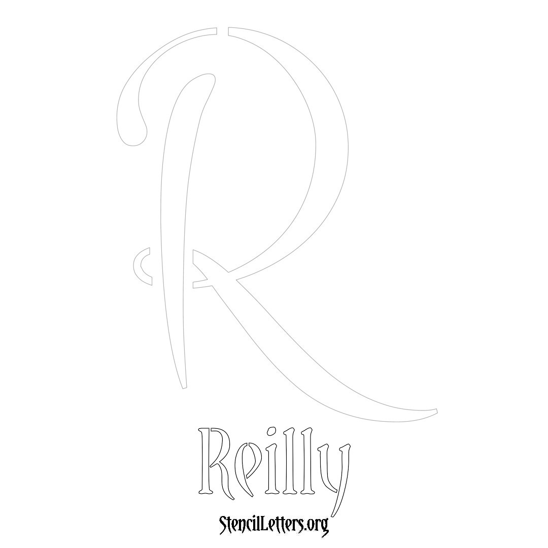 Reilly printable name initial stencil in Vintage Brush Lettering