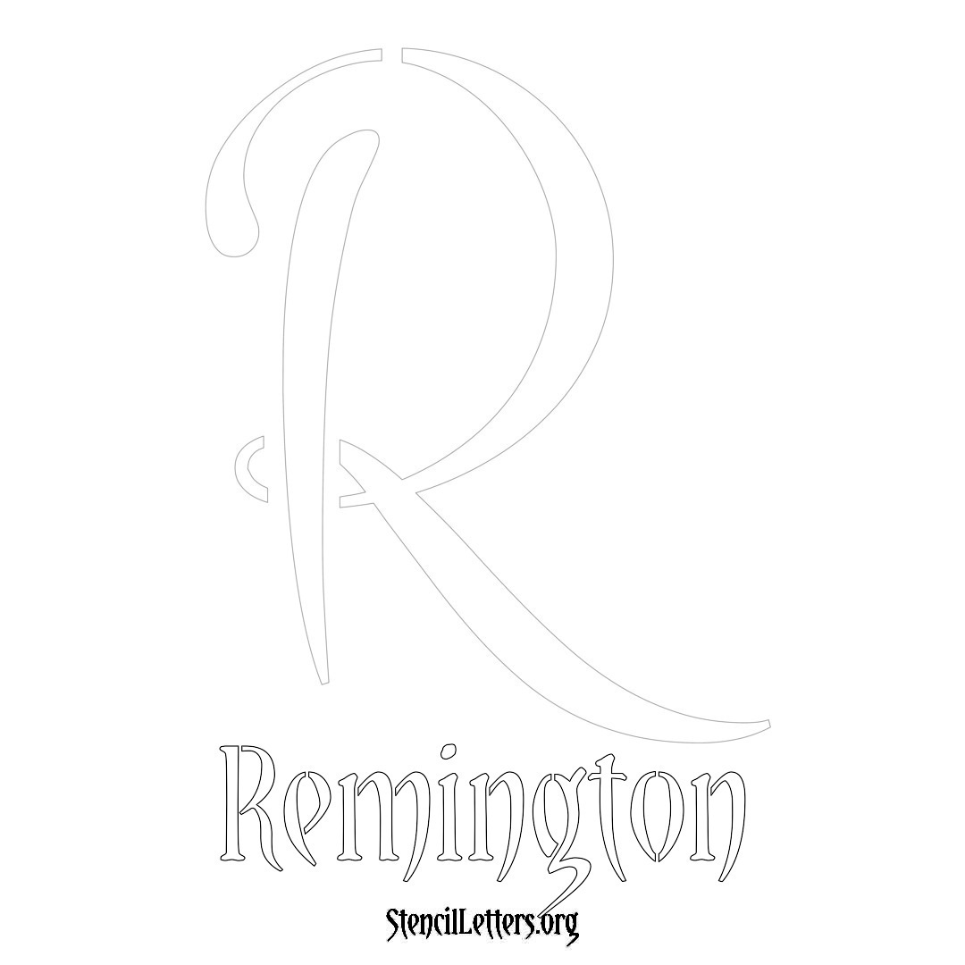 Remington printable name initial stencil in Vintage Brush Lettering