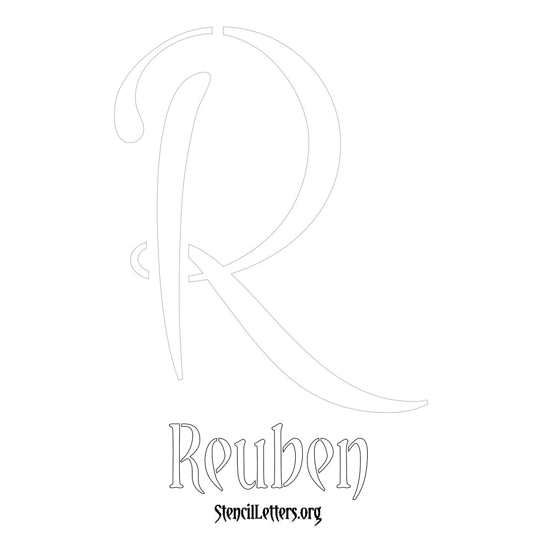 Reuben printable name initial stencil in Vintage Brush Lettering