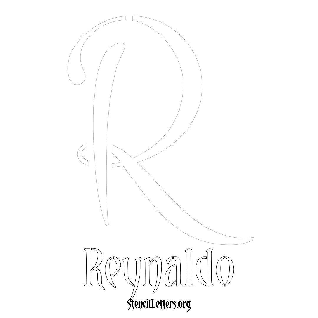 Reynaldo printable name initial stencil in Vintage Brush Lettering