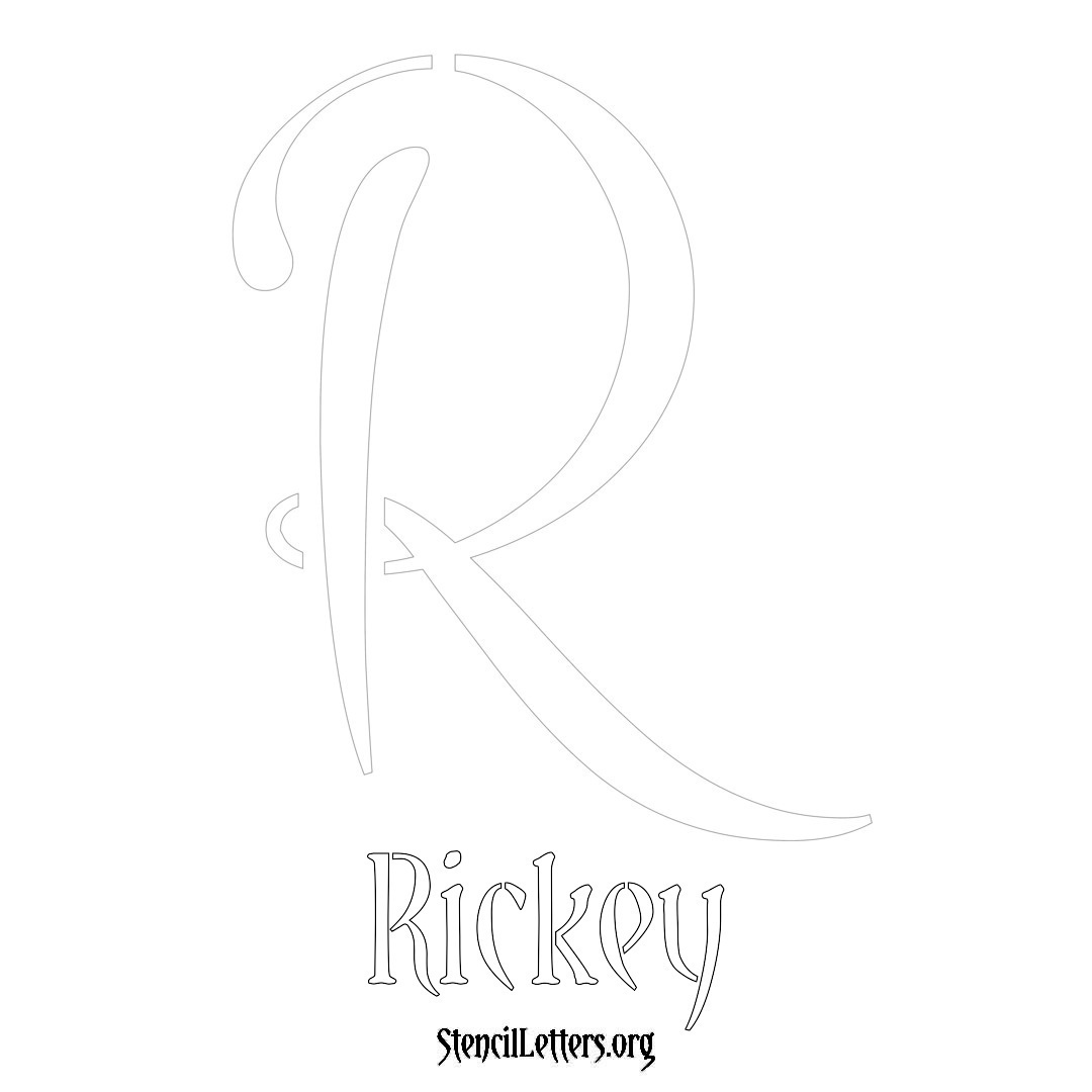 Rickey printable name initial stencil in Vintage Brush Lettering