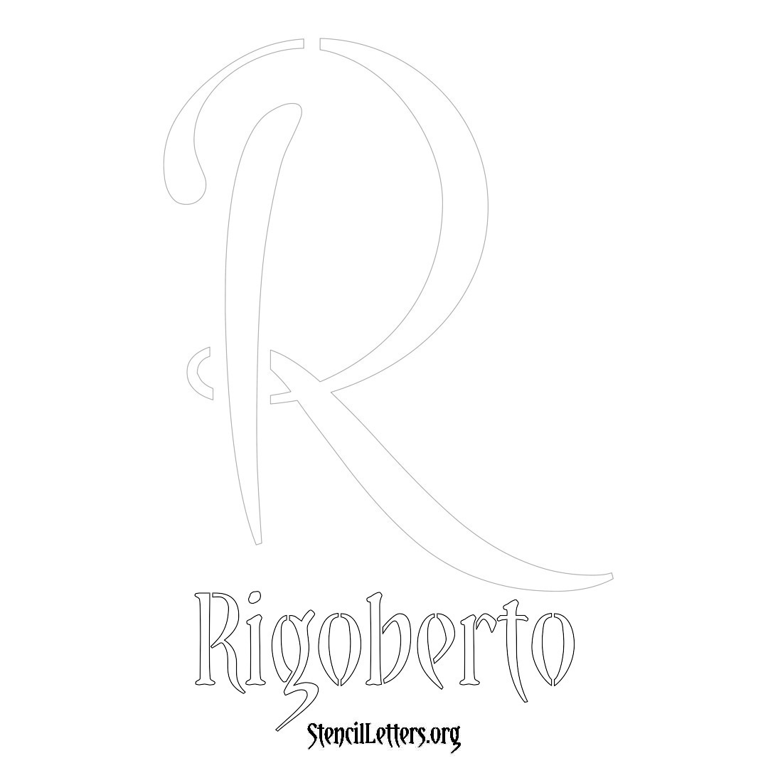 Rigoberto printable name initial stencil in Vintage Brush Lettering