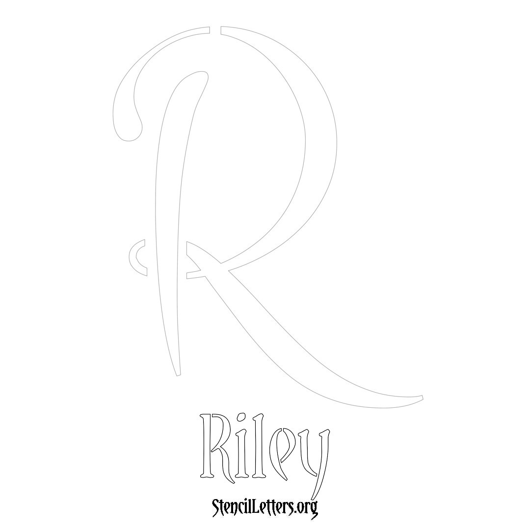 Riley printable name initial stencil in Vintage Brush Lettering