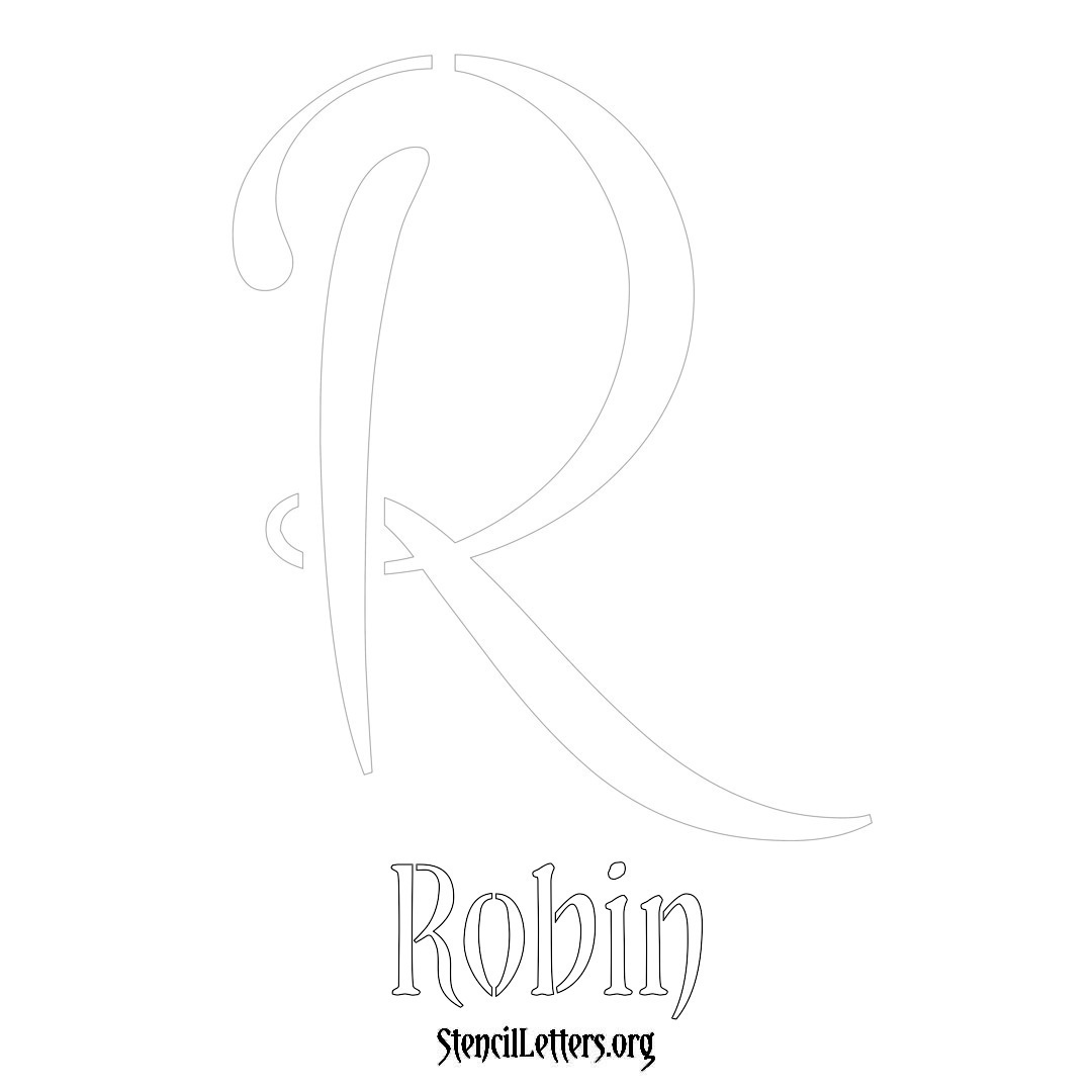 Robin printable name initial stencil in Vintage Brush Lettering