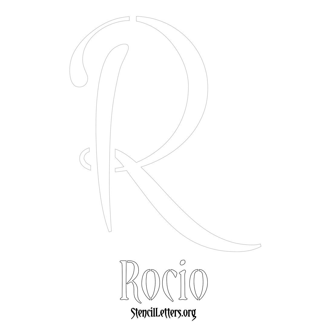 Rocio printable name initial stencil in Vintage Brush Lettering