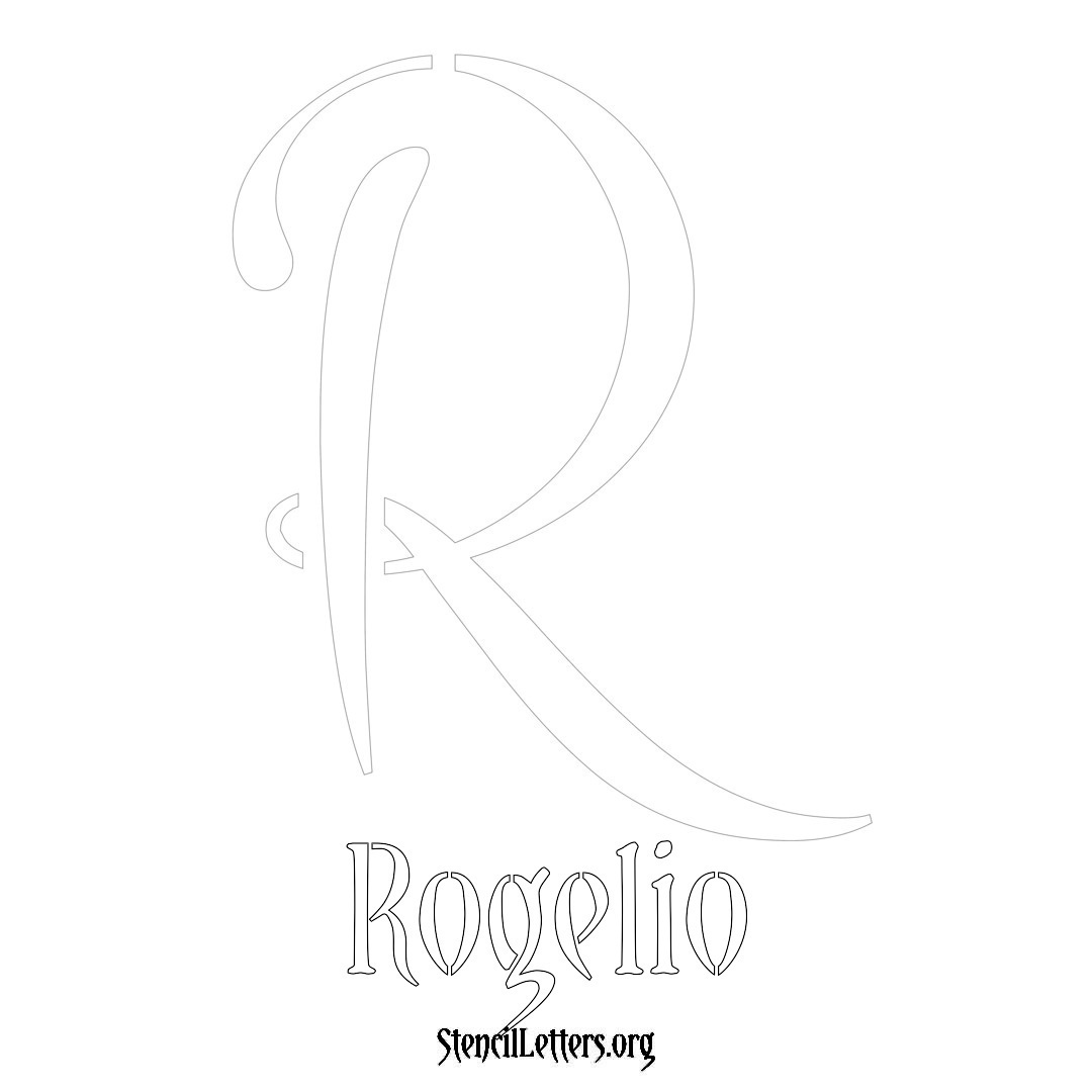 Rogelio printable name initial stencil in Vintage Brush Lettering