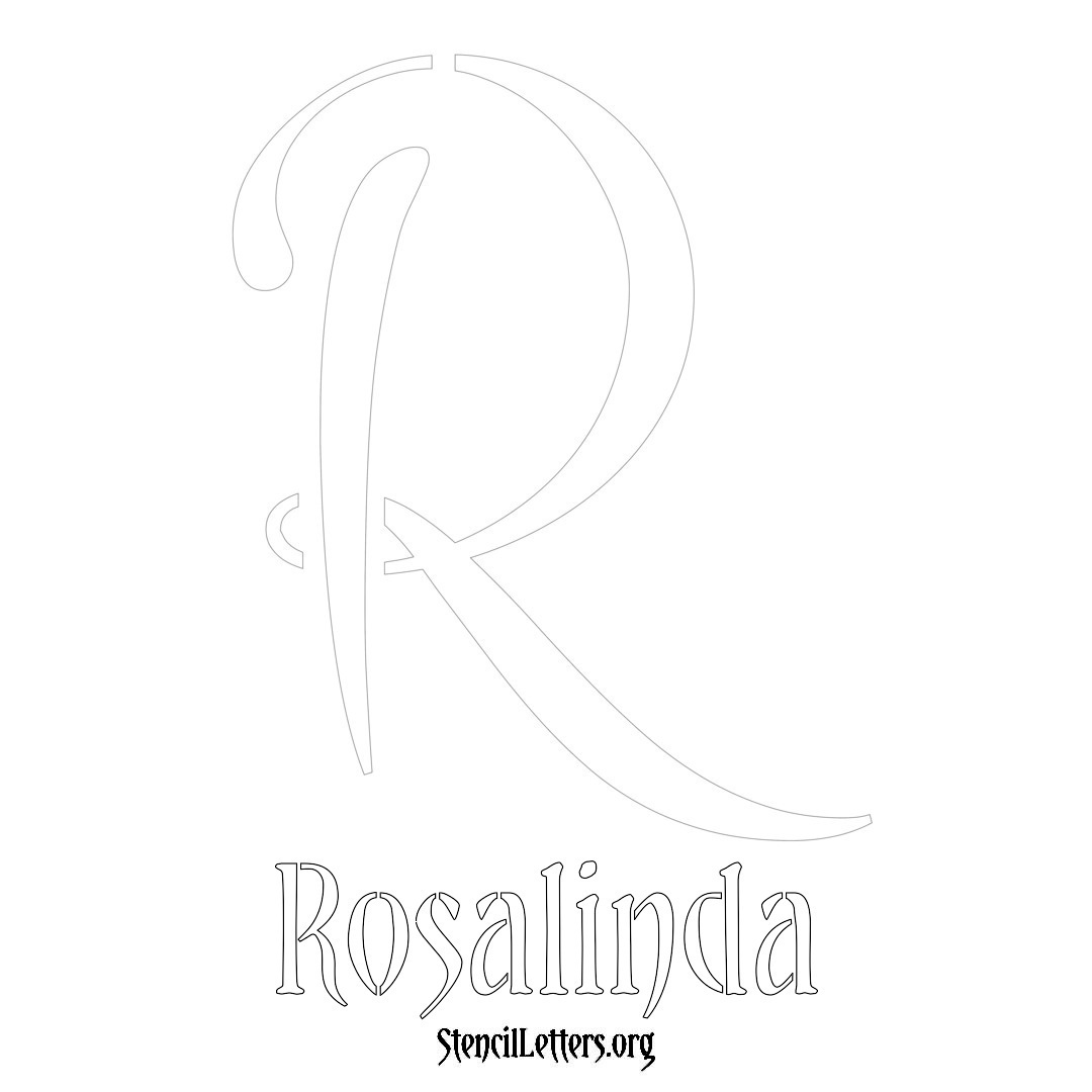 Rosalinda printable name initial stencil in Vintage Brush Lettering