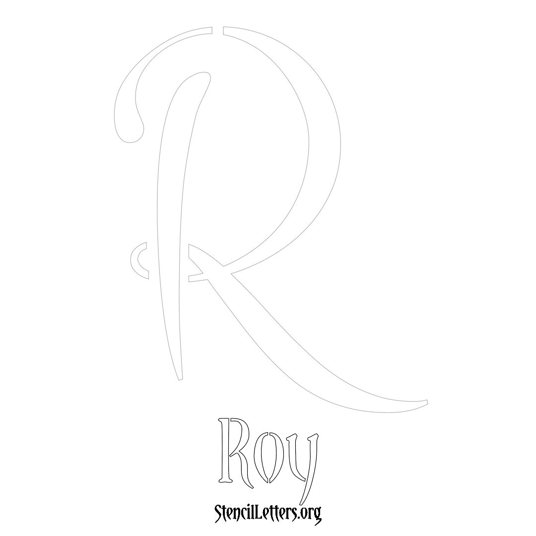Roy printable name initial stencil in Vintage Brush Lettering