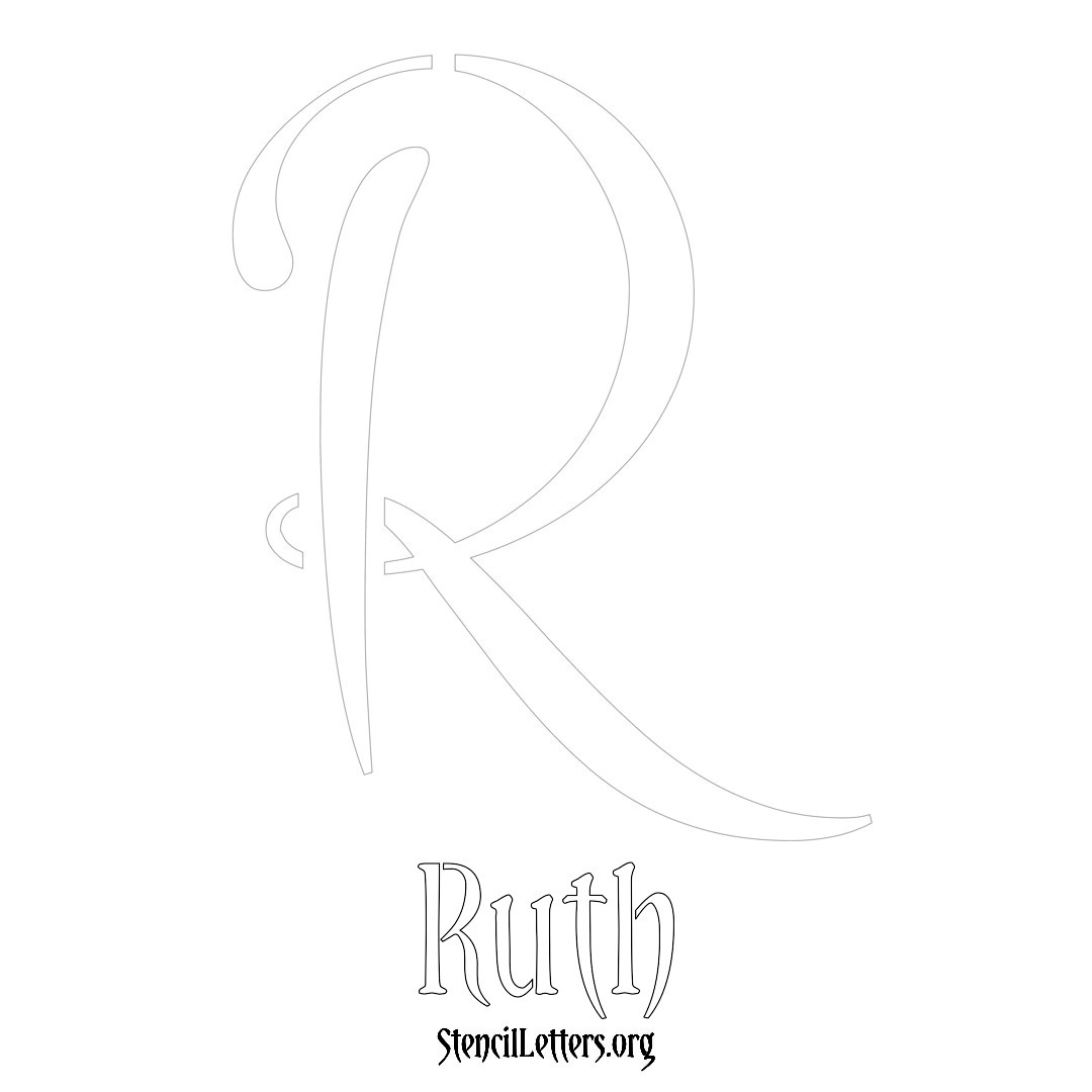 Ruth printable name initial stencil in Vintage Brush Lettering