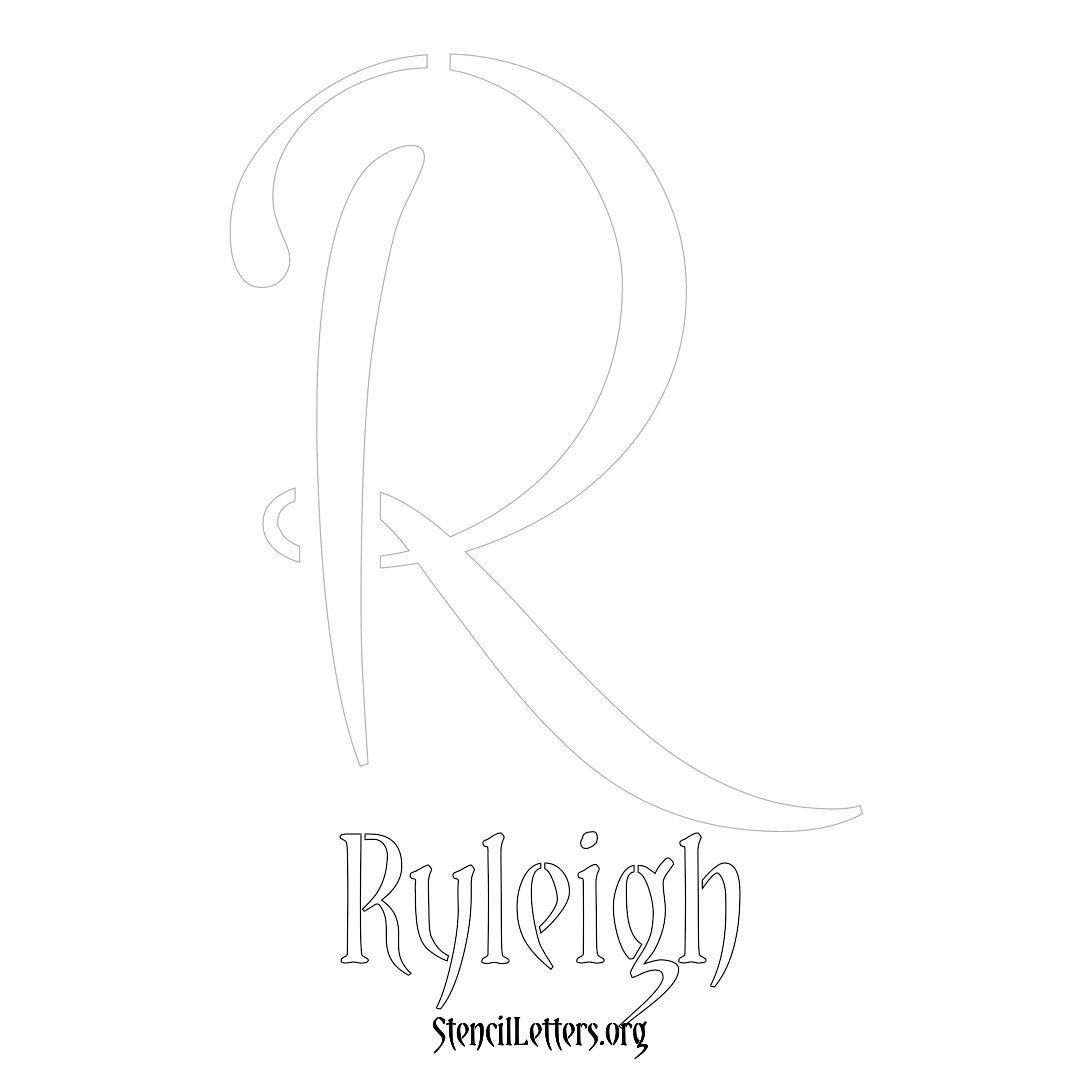 Ryleigh printable name initial stencil in Vintage Brush Lettering