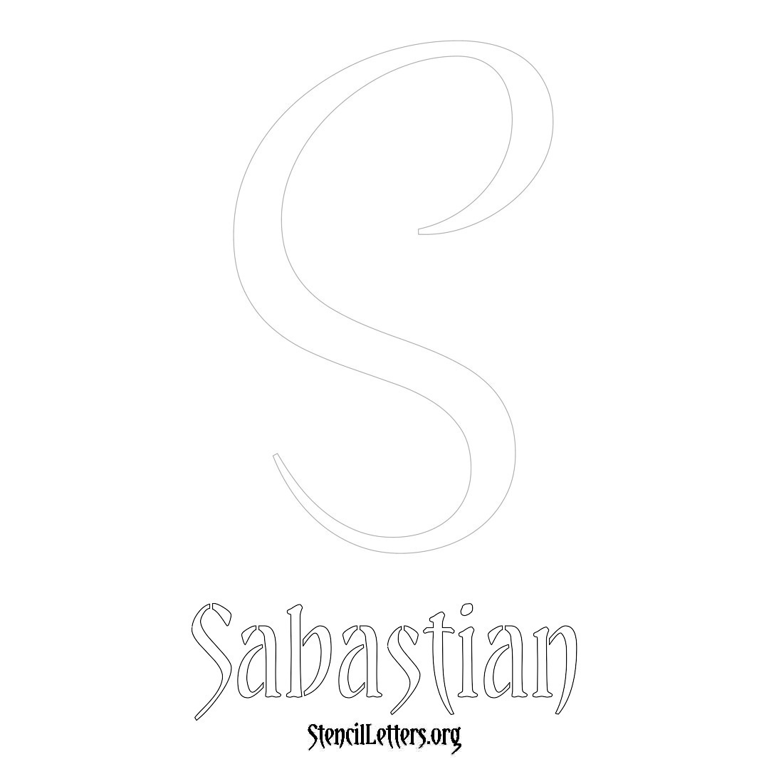 Sabastian printable name initial stencil in Vintage Brush Lettering