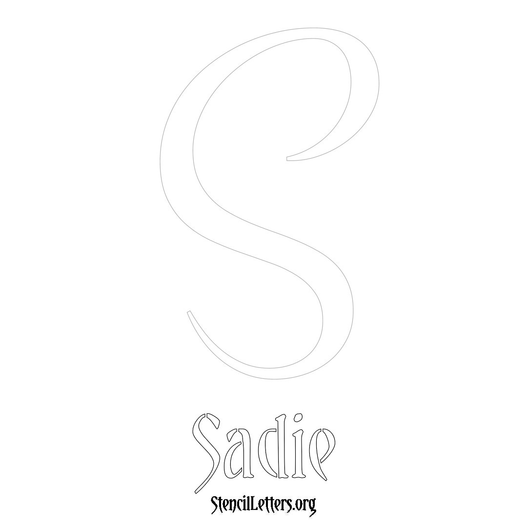 Sadie printable name initial stencil in Vintage Brush Lettering