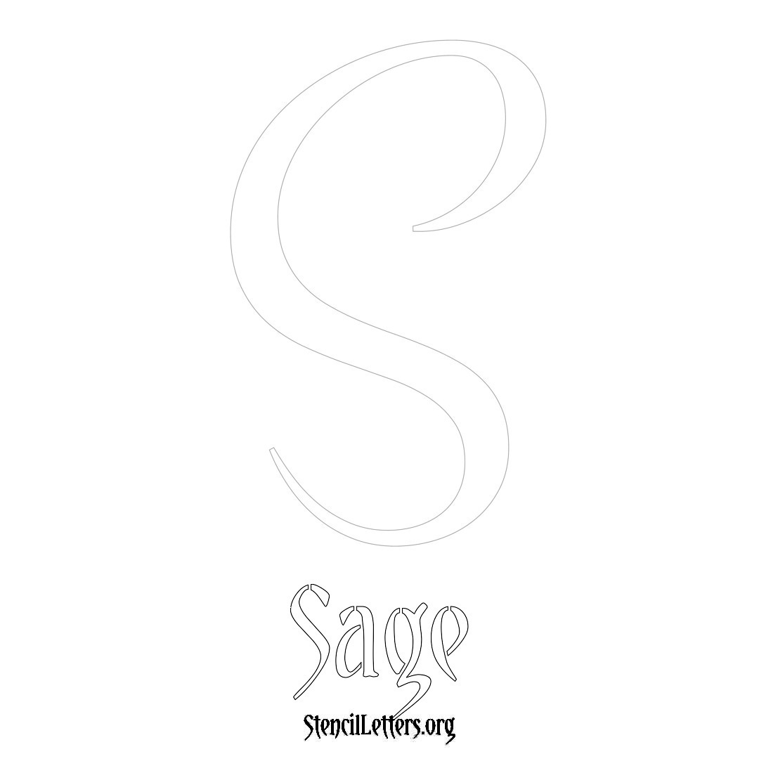 Sage printable name initial stencil in Vintage Brush Lettering